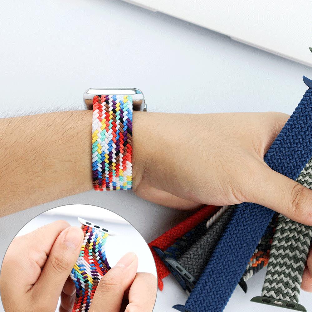 Strap NYLON BRAIDED SOLO LOOP  Tali Elastis Adjustabl iwatch Series SE 6 5 4 40mm 44mm / Strap Smartwatch T500 / U78 Plus / T600S / W46 / W46 / FT50 / F10 Tali Jam Colorfull Series 1/2/3/4 38mm 40mm 42mm 44mm / Solo Braided Loop Strap Nylon Elastic Apple