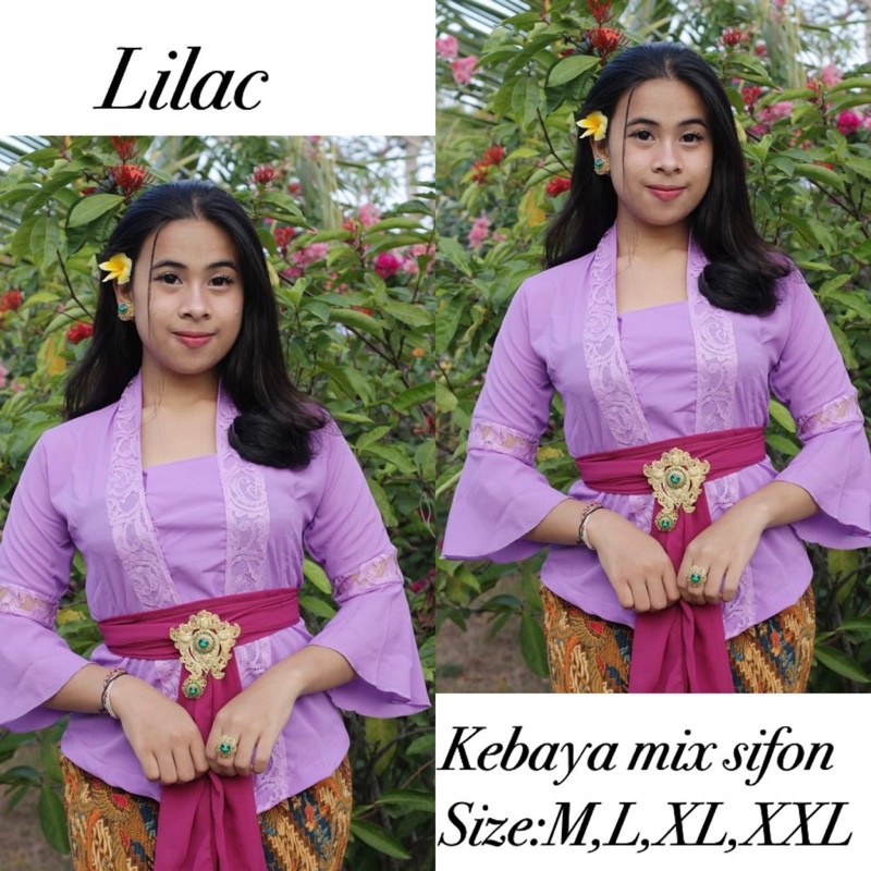 1 Kebaya bali semiperancis mix chifon seruti lengan lonceng / kebaya / kebaya kombinasi / kebaya-1