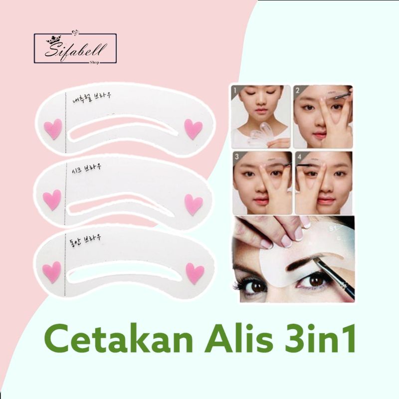 Cetak Alis Brown Class 1set Isi 3model Cetakan Alis / Alat Pencetak Alis 3in1 Eyebrow Template