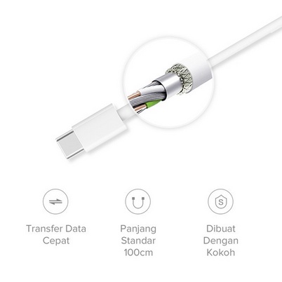 Xiaomi Mi Kabel Data USB Type C Port 3A dan Cable Type C to Type C 5A