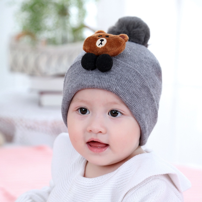 TP23-Topi Kupluk Rajut Bayi Anak Unisex Pompom