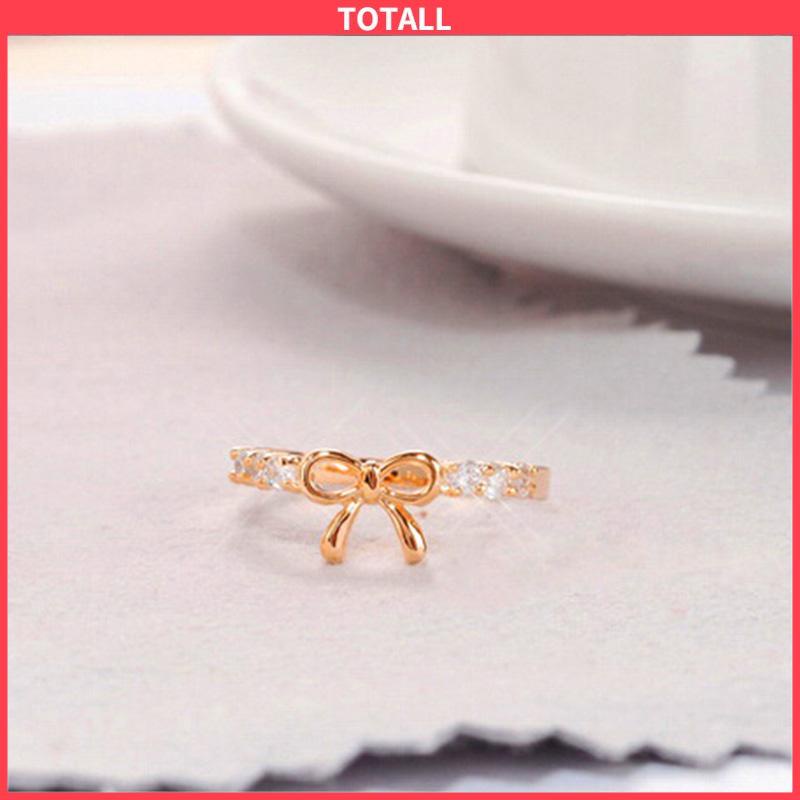 COD Cincin Busur Berlian Sederhana, Perhiasan Fashion Wanita Kreatif Yang Indah-Totall