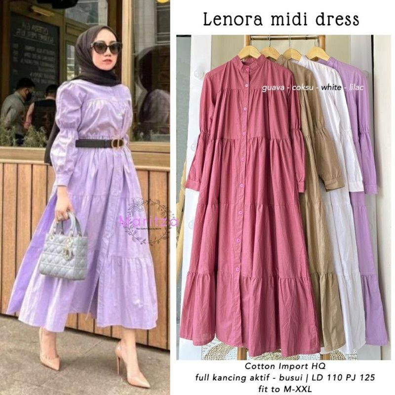 ZOYA MIDI DRESS FULL KANCING DEPAN // LENGAN KARET// DRESS KANCING KATUN PREMIUM // GAMIS TERLARIS