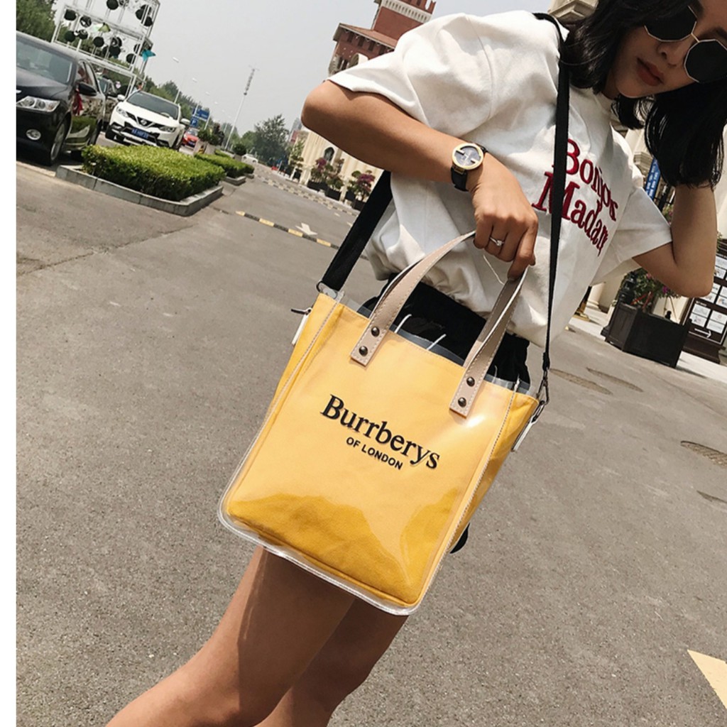 Hot Sale 2020 Tas Fashion Wanita Tas Selempang Handbag PVC Transparan Resleting Burrberys of London