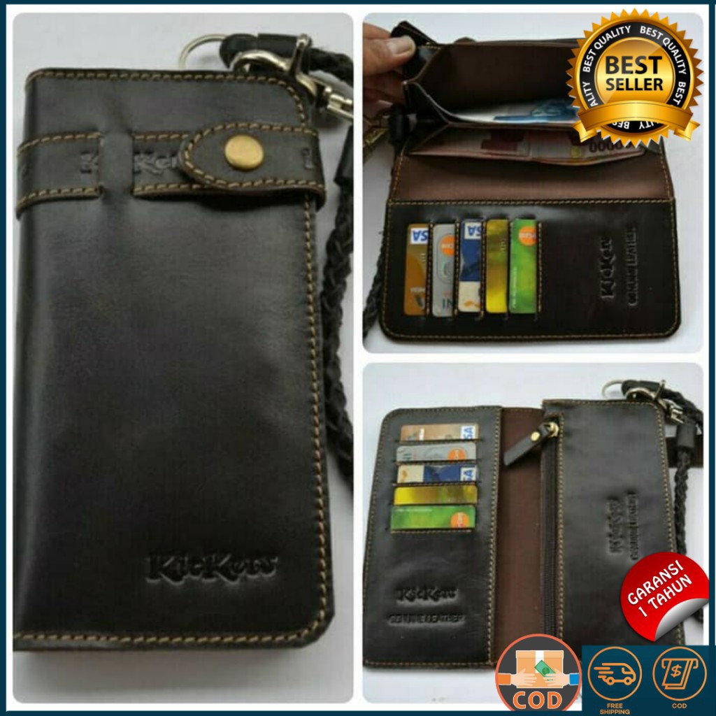 Dompet Panjang Kulit Asli Kickers DKR48, Dompet Pria Panjang Kulit Asli Untuk Pria, Dompet Rantai