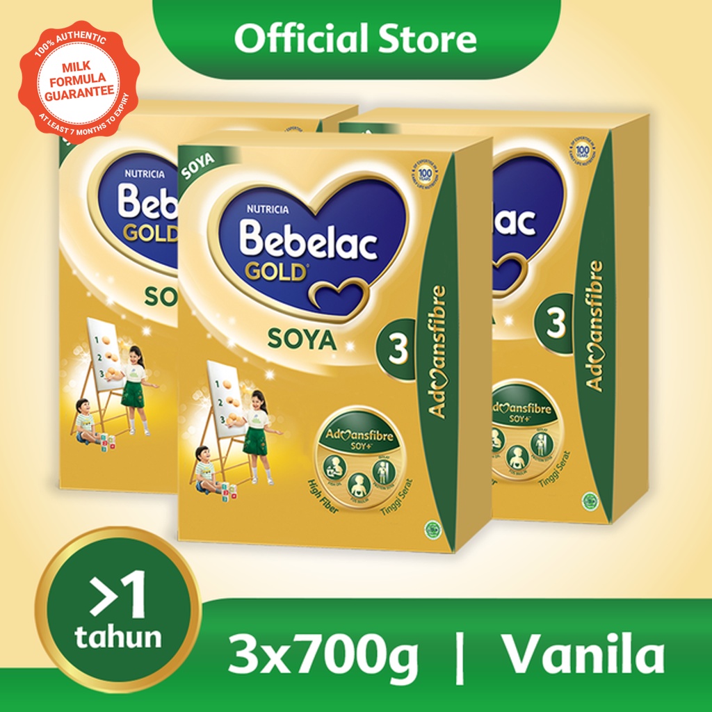 Bebelac Gold Soya 3 Vanila Formula Soya Bubuk 700 gr x 3