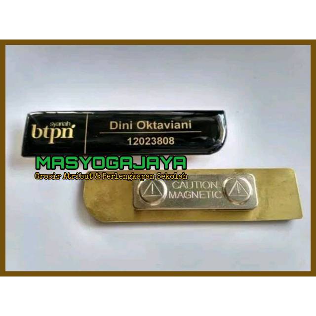 Name Tag Kuningan Magnet Resin Custom Murah - Atribut Sekolah