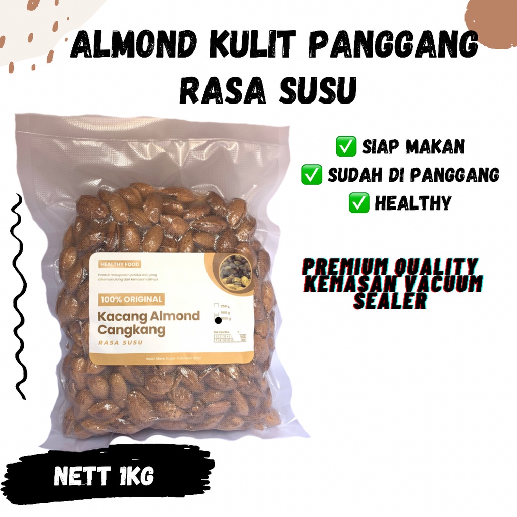 

KACANG ALMOND KULIT RASA SUSU 1kg Almond cangkang almon cangkang almon kulit almond susu almon susu