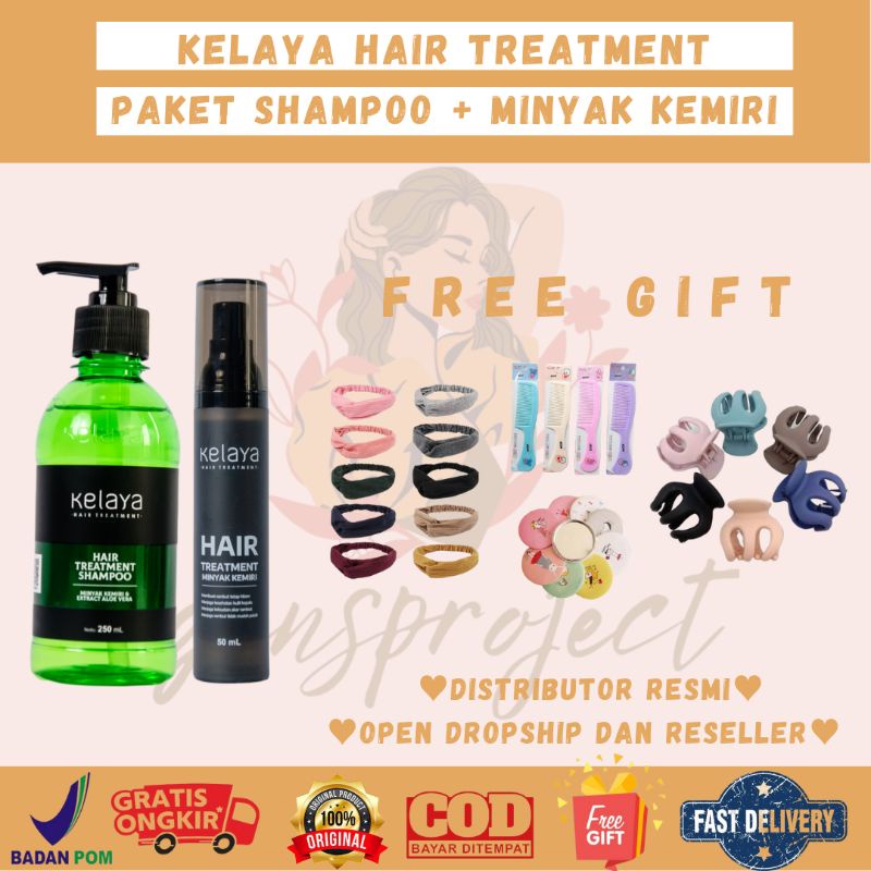 PAKET SHAMPO + MINYAK KEMIRI KELAYA HAIR TREATMENT