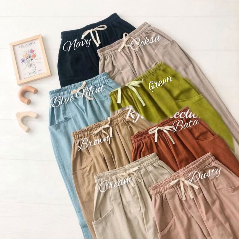 hightwaist Ebizza Pants Jumbo Nore harem pants linen celana wanita jumbo murah