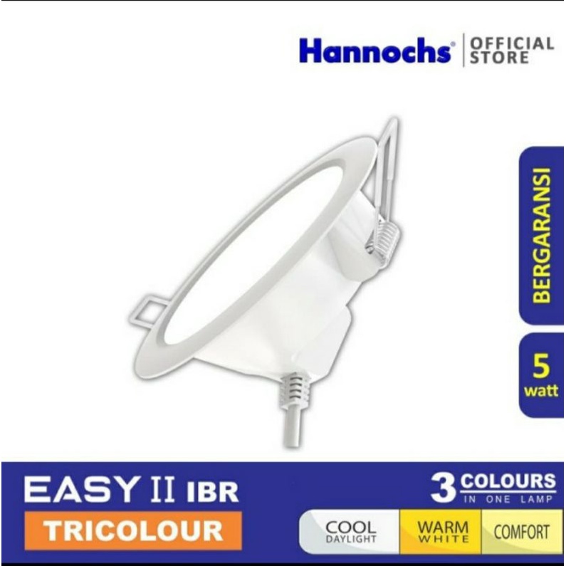 Hannochs downlight 3 warna tricolour 5W. Downlight led easy II 5watt IBR tricolor