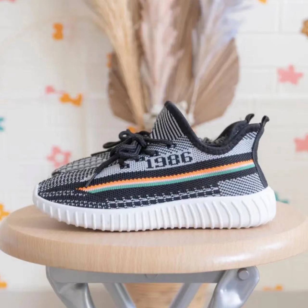 KF CAT Sepatu Fashion Anak Perempuan Laki-Laki Import Unisex Casual Santai Motif YZY Trendy-5