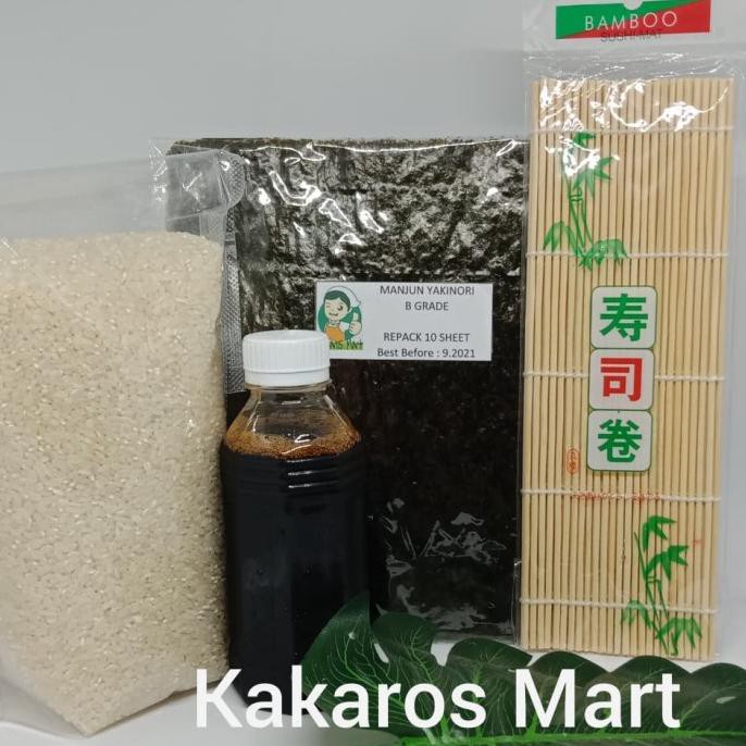 Paket Sushi Komplit HALAL ( Beras+Sushi mat+kecap asin+Nori )