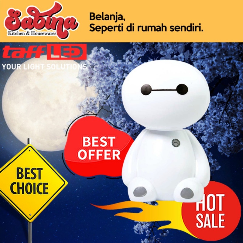 Lampu LED Meja Baca Tidur Belajar Model Kartun Baymax Rechargeable