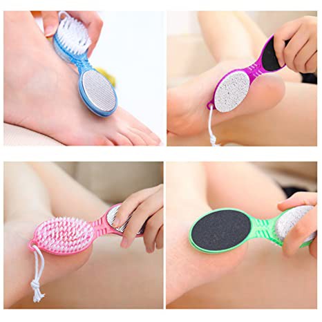 SIKAT PENGHALUS KULIT TUMIT KAKI PERAWATAN KUKU PEDICURE PADDLE BRUSH 4 IN 1 - WARNA ACAK