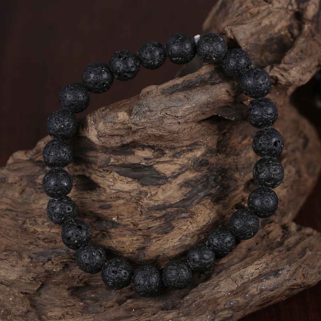 7.7 BIG SALE Men'S Lava Stone Rock Beaded Stretch Yoga Gemstone Mala Bracelet 8Mm Beads