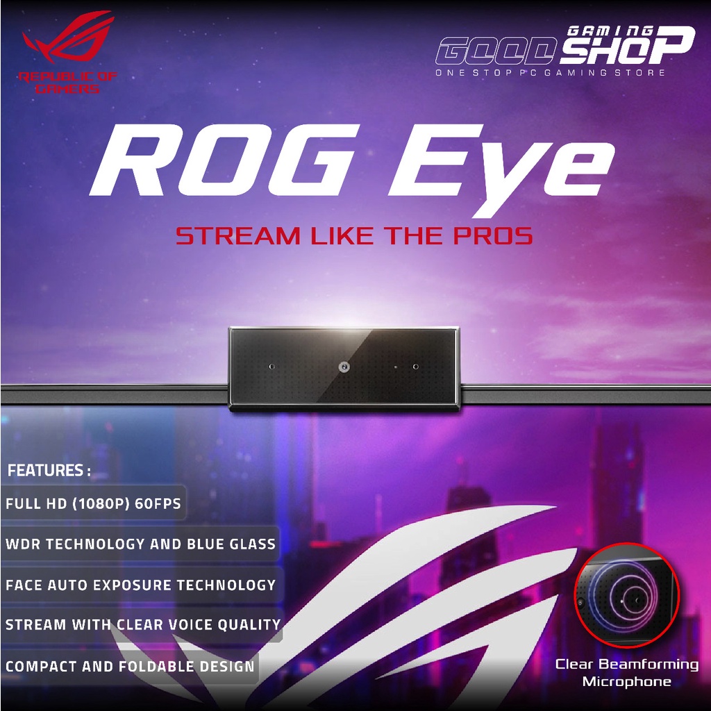 ASUS ROG EYE S Full HD 1080 60 Fps USB - Gaming Webcam