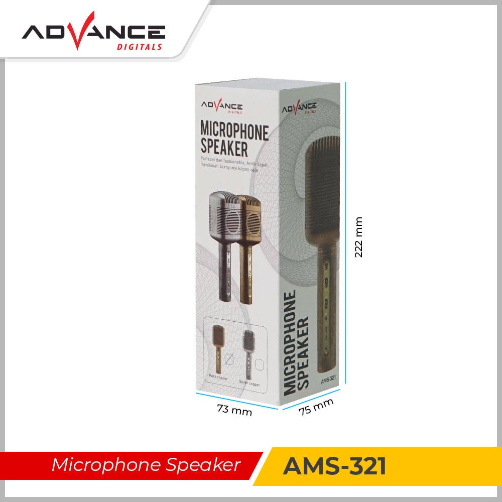 Advance AMS-321 Micrphone Speaker Mic Bluetooth Extra Bass Mode Mic Retro Clasic karaoke multifungsi