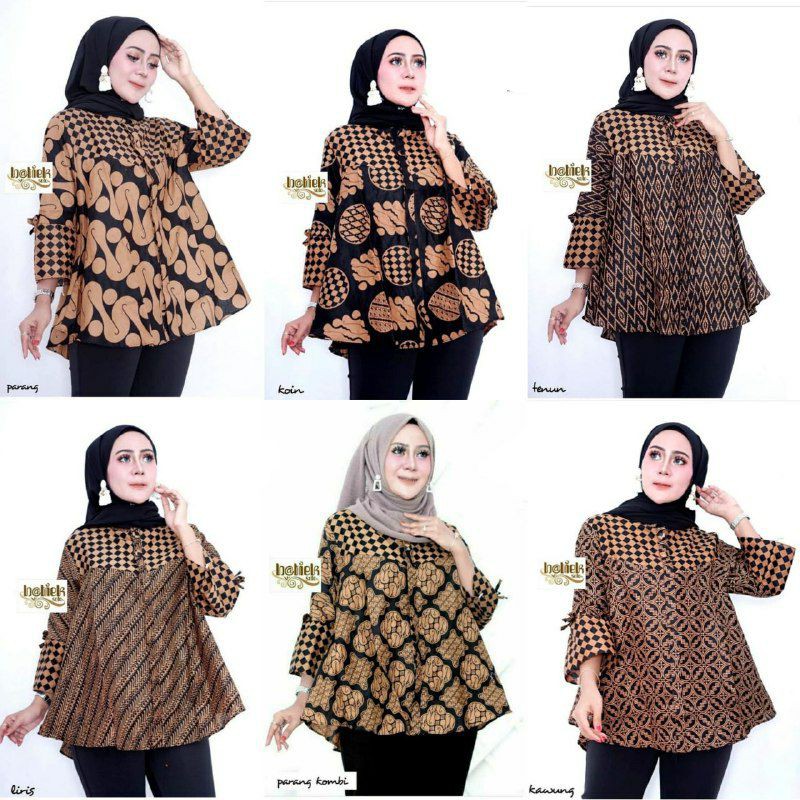 Atasan Blouse Batik MOSA Wanita Kancing Depan Lengan 5/6 Pekalongan -250