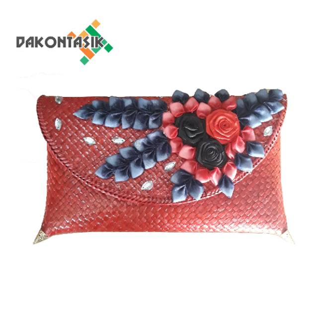 Clutch pesta wanita anyaman pandan model srikandi DakonTasik