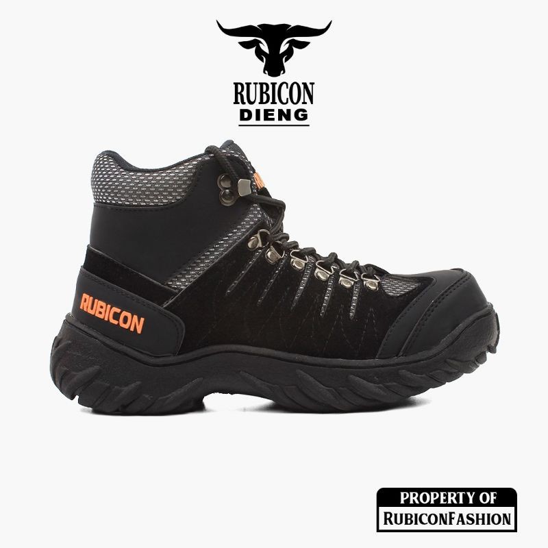 SEPATU BOOTS PRIA SAFETY TRACKING HIKING TOURING RUBICON DIENG HIGH PREMIUM QUALITY UJUNG BESI