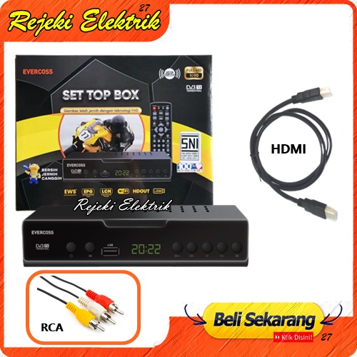 Set Top Box DVB T2 Evercoss Mega Box - Receiver Penerima Siaran Digital HD