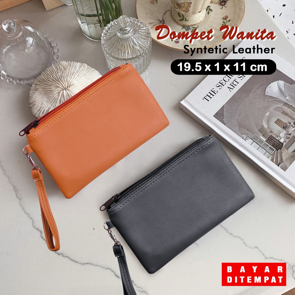 Dompet Wanita polos Kulit Sintetis Tempat HP dan Uang dompet panjang Murah pouch Travel Organizer