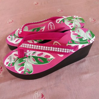 ANUR-sandal wanita wedges sablon  tinggi 6 cm