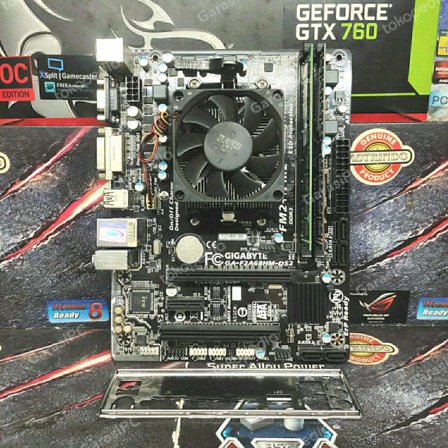 PAKET Motherboard Gigabyte FM2+ AMD APU A6-7400k RAM 8Gb DDr3