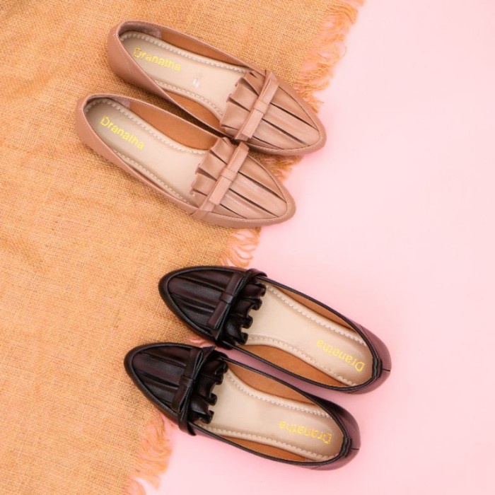 Sandal Sepatu Cewek ALGIN DRANATHA FLATSHOES WANITA Original - Hitam Sendal Sepatu Cewek Murah