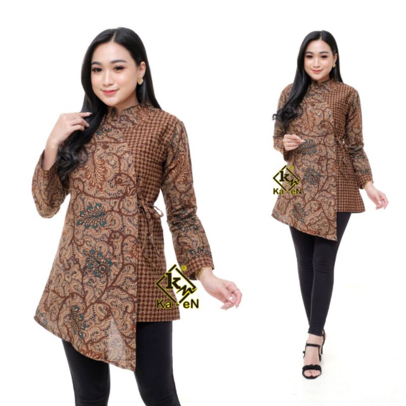 tey-17 Batik Wanita ASJ SA HRB026 Kenogo Kemeja Tosca Pendek-Model 10