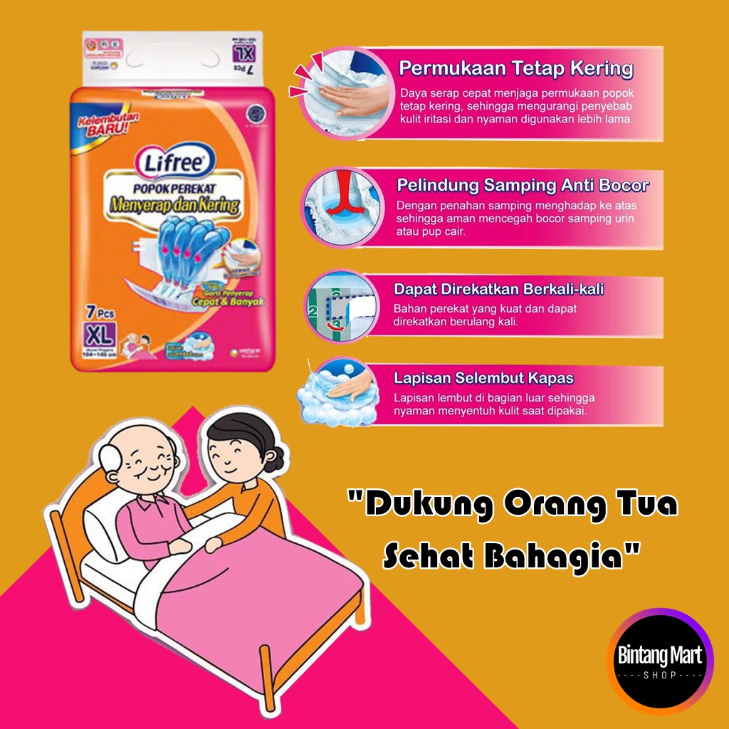 Lifree Popok Dewasa Perekat Diapers Kesehatan Perlengkapan Medis