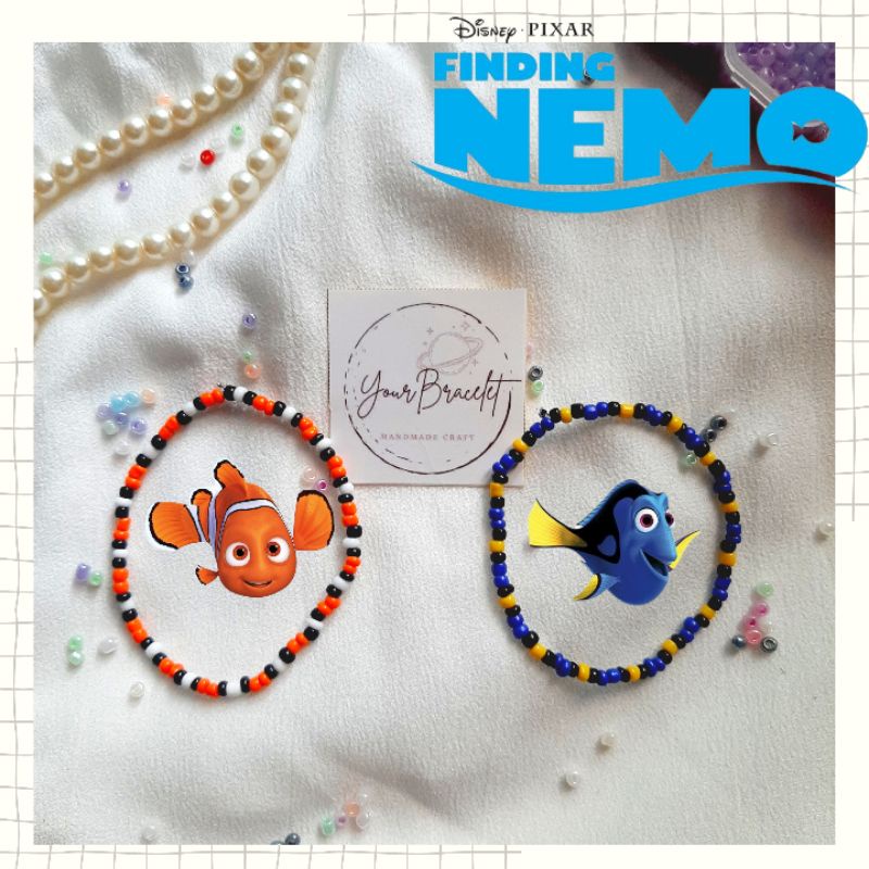 [B16]- PRE ORDER! Finding Nemo | gelang manik kartun finding nemo | gelang animasi | bracelet beaded | gelang nemo dory | disney | beads | Korean Ring