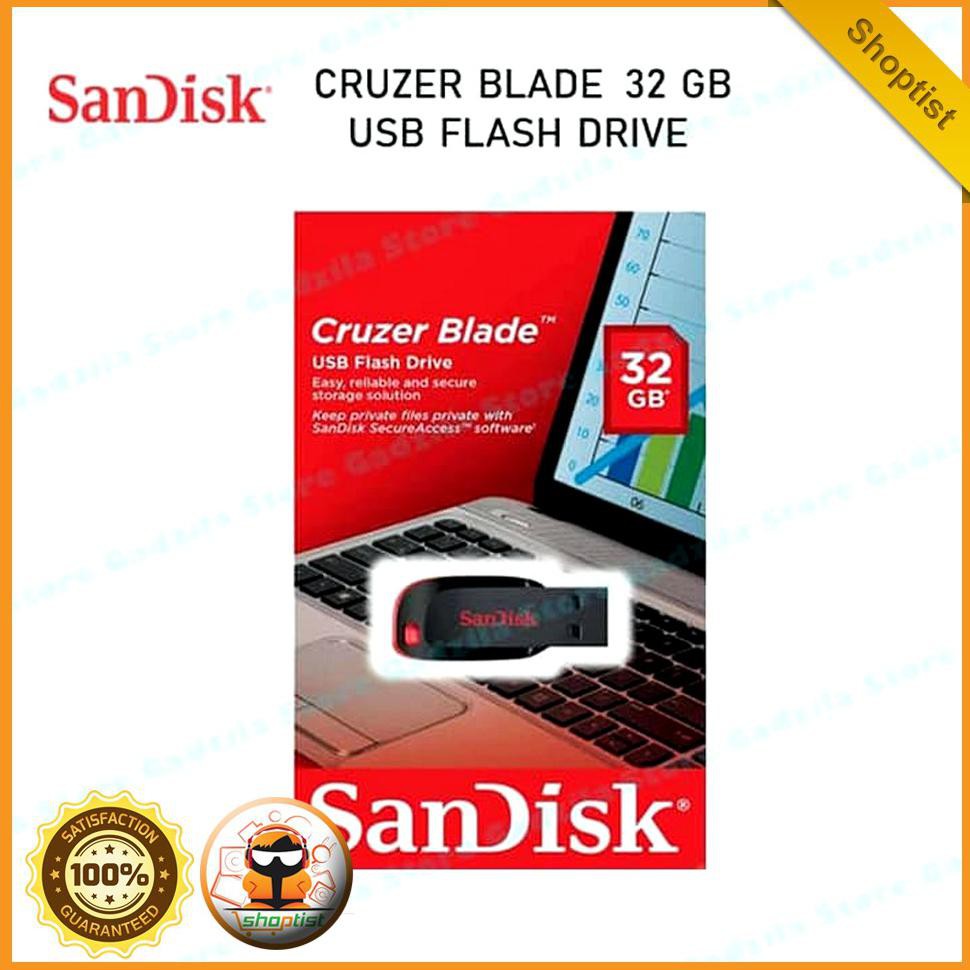 Usb Flashdisk Sandisk 32Gb - 32 Gb Cruzer Blade Original Ori Resmi Baru Fd Flashdrive SPTB493
