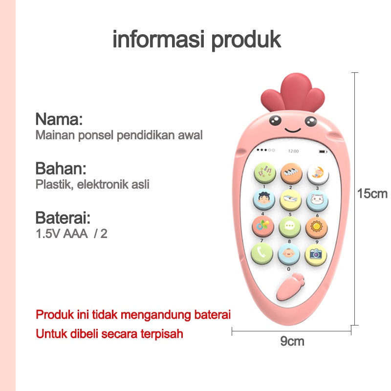 HIPPO LAND Mainan Ponsel Bayi / Mainan Handphonebayi /Telepon Pendidikan Awal dengan Lampu Musik/Radis 146