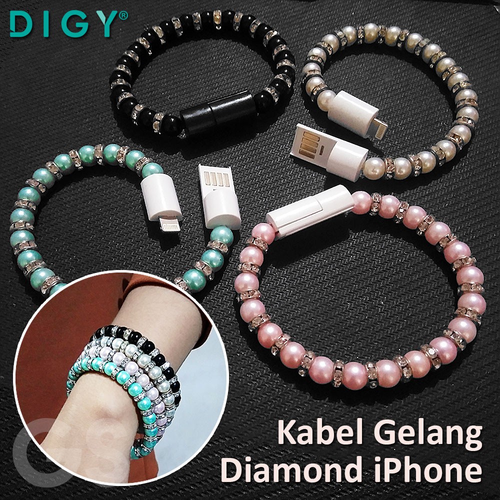 Kabel Data Mutiara Gelang Diamond Untuk IPHONE