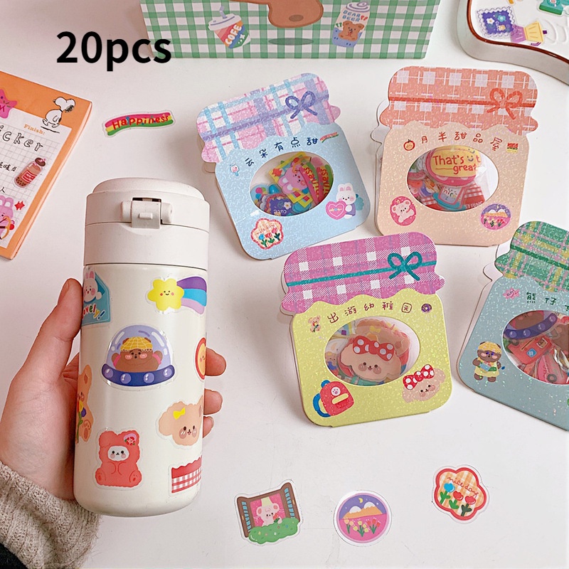 20pcs Cute Animal Student Hand Account Diary Diy Decoration Sticker PVC Waterproof Phone Sticker