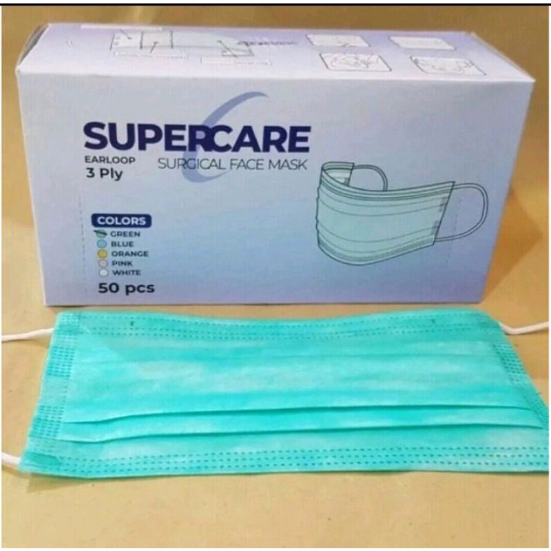 Masker MOP SUPERCARE Medis Earloop 3 Ply isi 50 Pcs