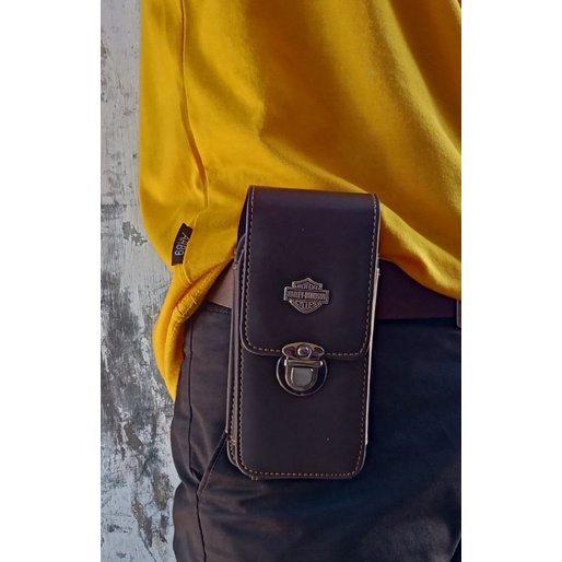 Dompet Pinggang Sarung Tempat Hp Kulit Pria 1 &amp; 2 Slot COD Bayar ditempat