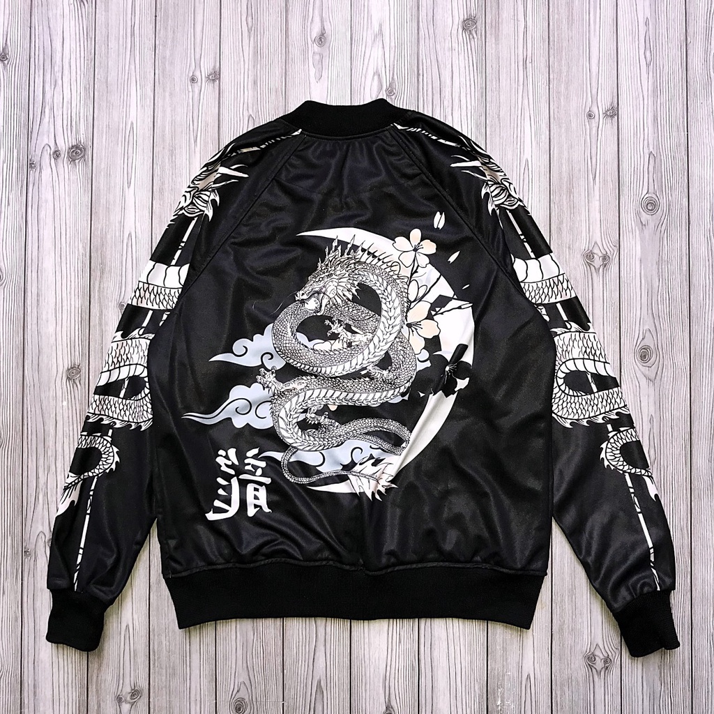 HOLYSKY | SUKAJAN DRAGON BLACK AND WHTIE | JACKET TRACKTOP BASEBALL | UNISEX