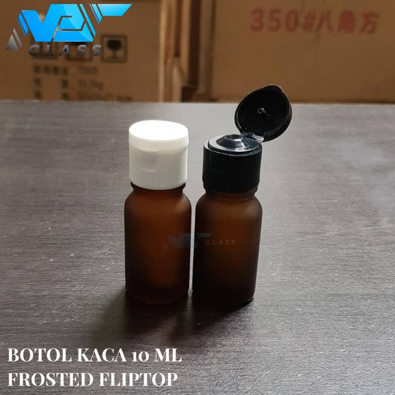 botol kaca 10ml coklat doff frosted tutup fliptop