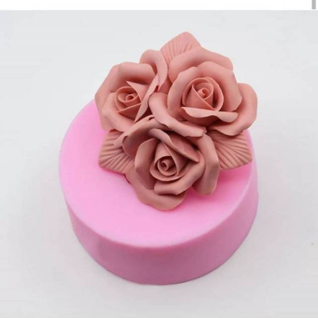 Cetakan silikon clay daun mawar besar 3D