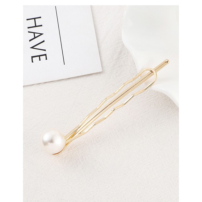 LRC Jepit Rambut Fashion Gold Pearl Hair Clip Set Y61539