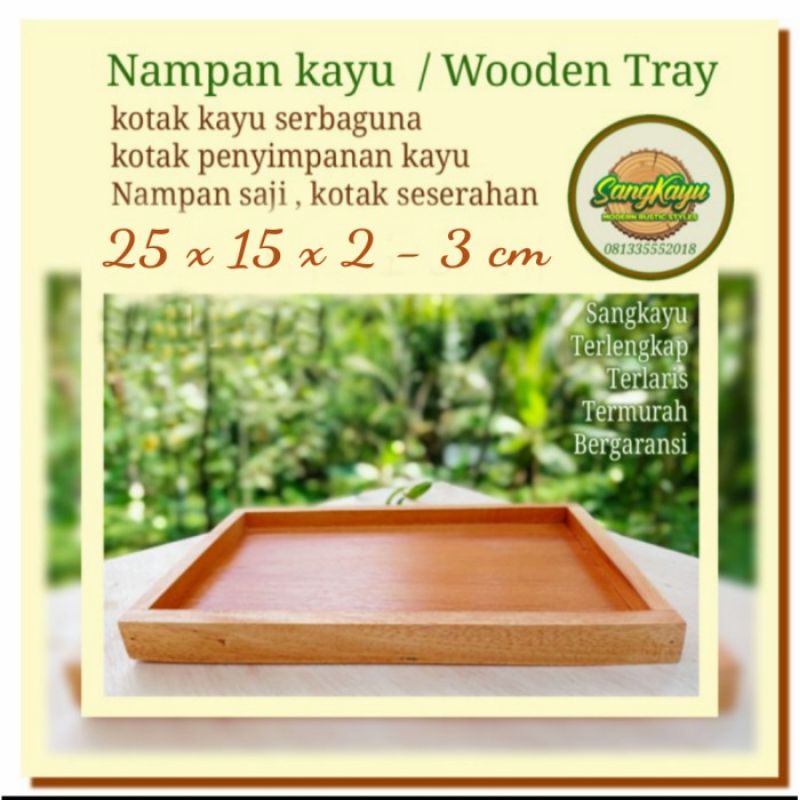 Nampan kayu nampan 25x15 cm nampan saji kotak seserahan baki kayu tray