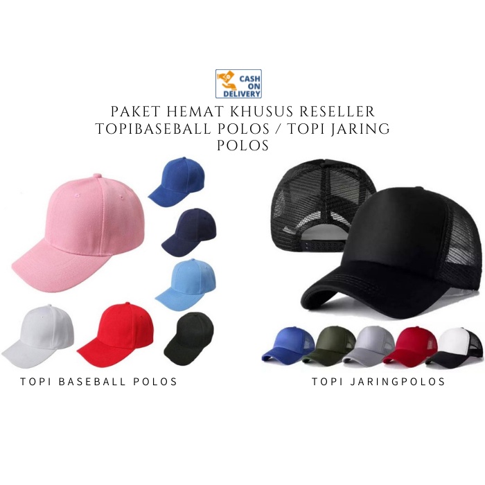 Paket Hemat Khusus Reseller Topi Baseball Ring Besi / Topi Jaring Polos Trucker Hat Unisex