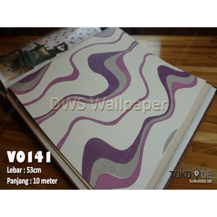 WALLPAPER DINDING  WALLPAPER 3D  KOREA BUKAN STICKER PREMIUM GARIS UNGU