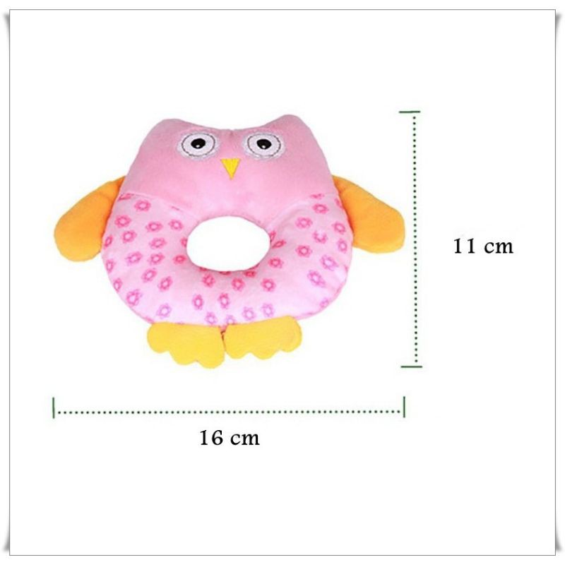 Rattle Donat Owl Hand Ring / Rattle Animal Bentuk Donat