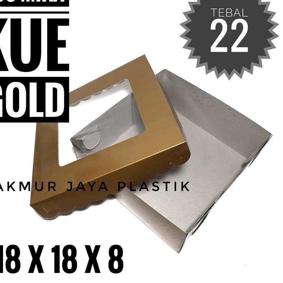 

09Z [ DUS KUE MIKA - EMAS 22 ISI 5 PC ] PAPER BOX DUS GOLD TUTUP MIKA 22 X 22 CHT