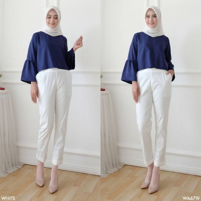 BAGGY WHITE PANTS Celana Panjang Wanita