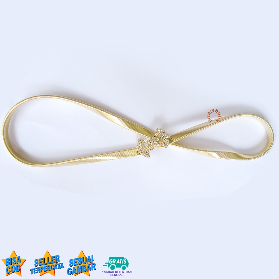 Lovelybutik - Stretch Spring Belt  Ikat Pinggang Wanita -  Pitt4 Diamond Gesper Stretch Spring Tali Pinggang Elastis